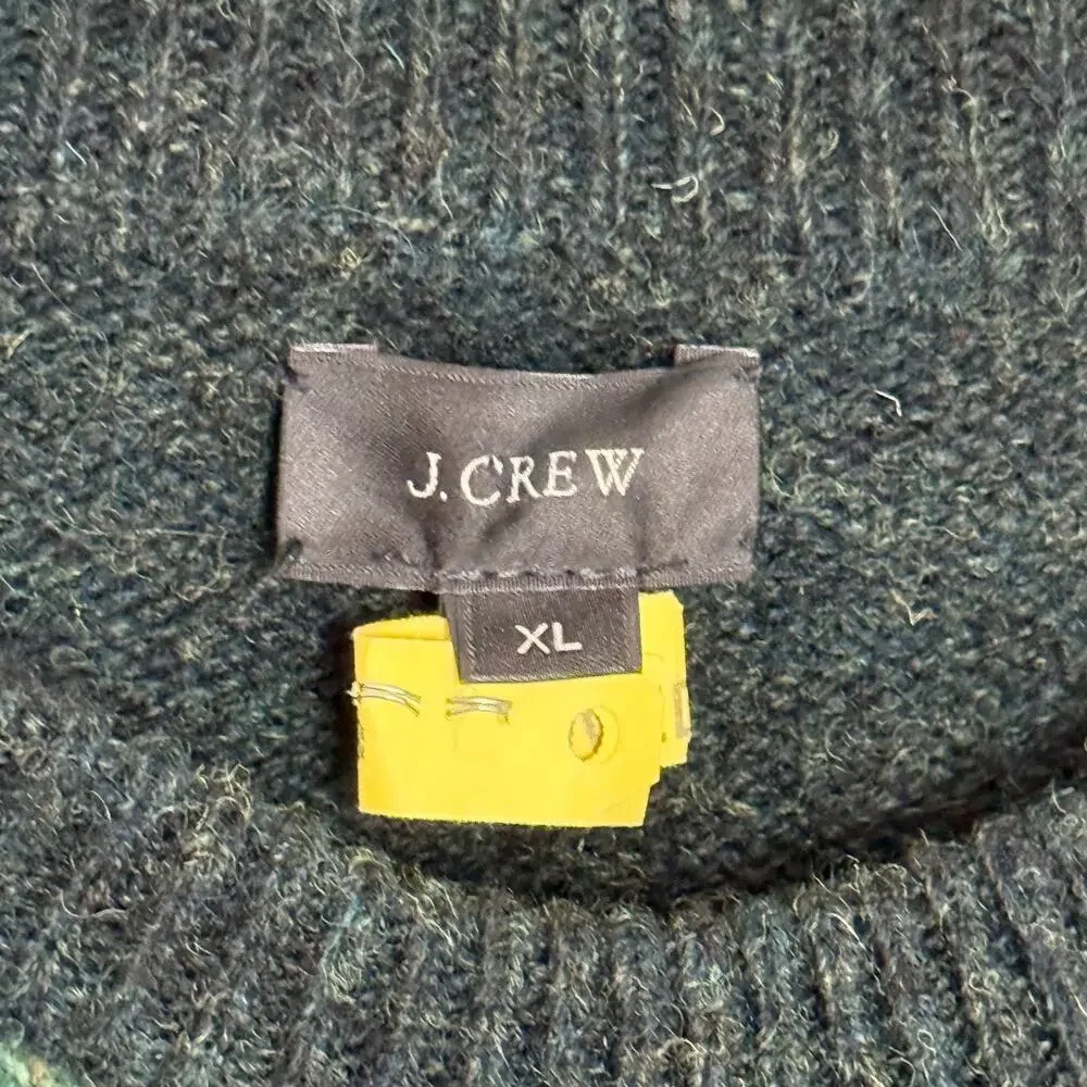 J Crew Wool Donegal Fleck Raglan Sweater Mens XL Green Crewneck Preppy